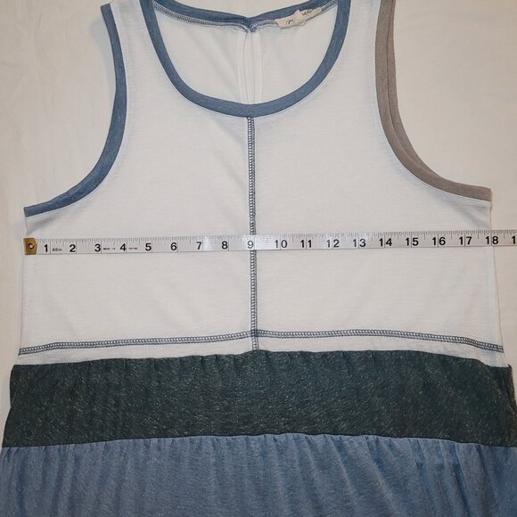 Womens Color Block Ruffle Hem Flowy Heathered Tank Top Mystree Size Small - Picture 4 of 10